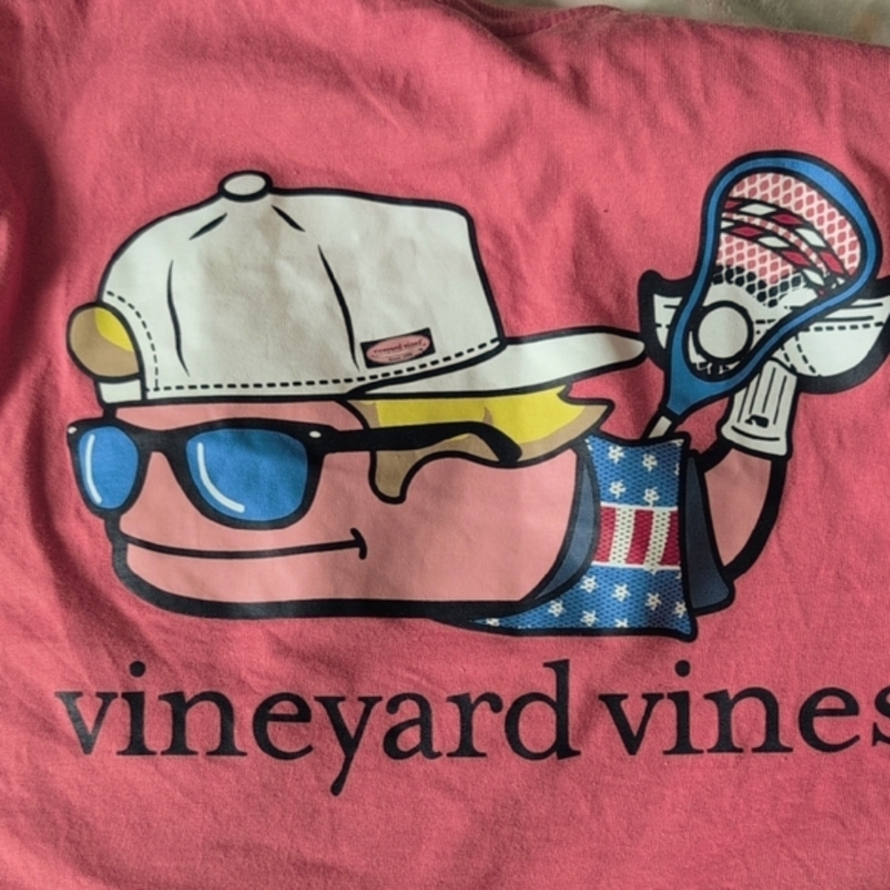 Vineyard Vines Pink Short Sleeve Tee Lacrosse - Picture 2 of 3